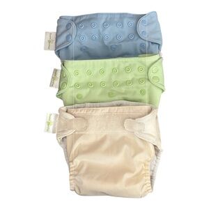 BumGenius Reusable Diapers -Light Blue Cover, Light Green Cover & Cream AIO